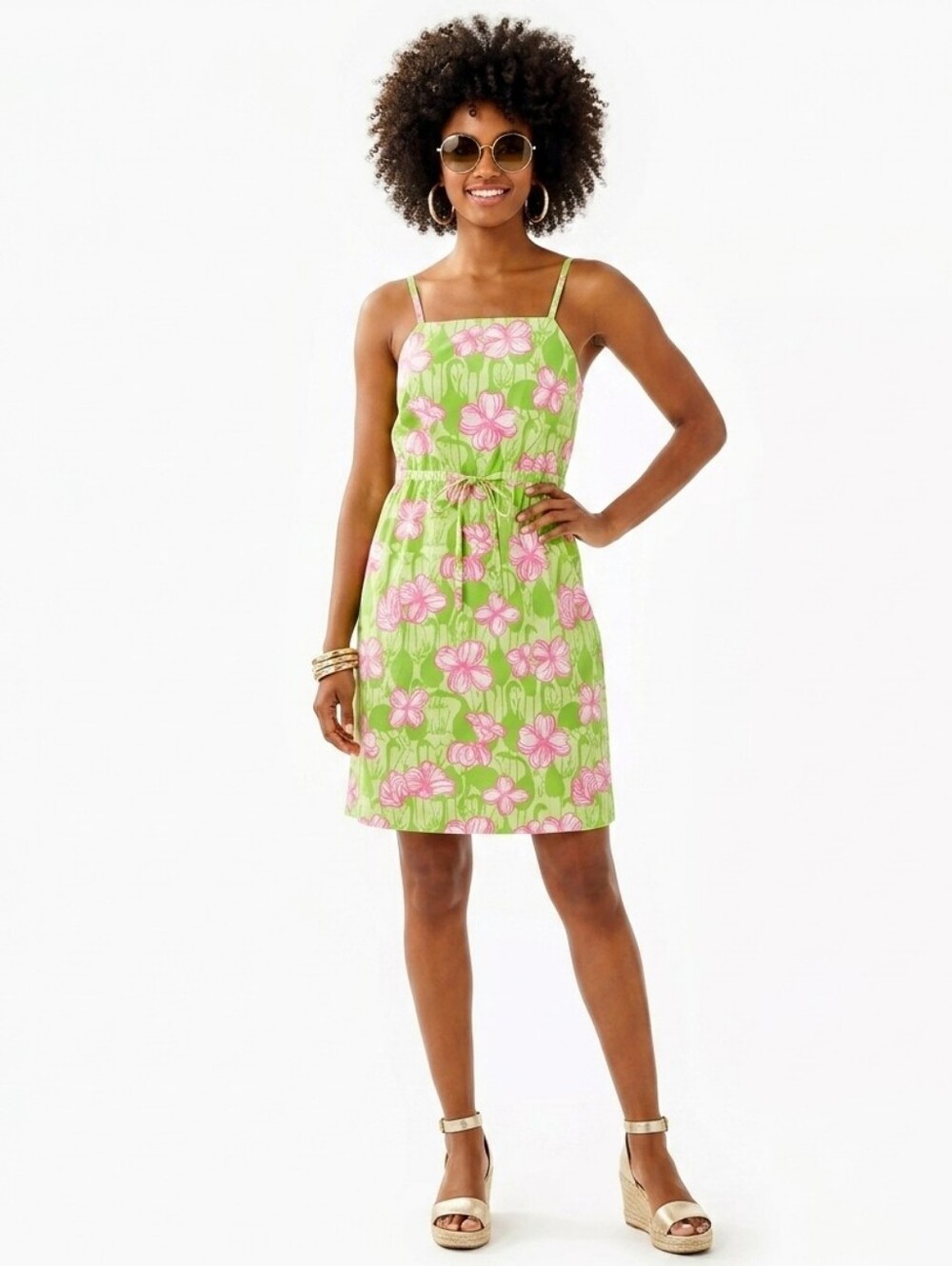 🩵LILLY PULITZER women's 2 Pistachio green flamingo floral vintage dress